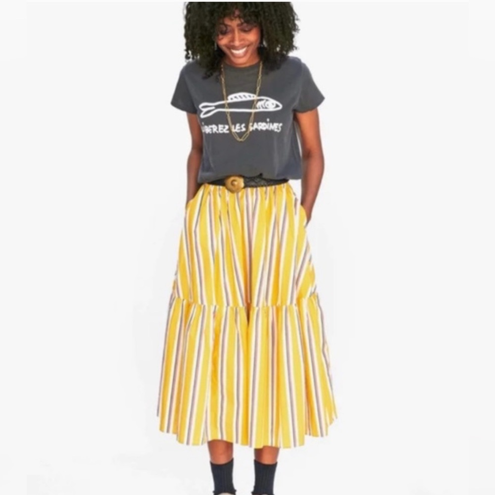 Clare V Marigold Striped Midi Skirt